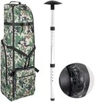 Golf Travel Bags for Airlines with Wheels,900D Heavy Duty Oxford Wear-Resistant Soft-Sided Golf Club Flight Bag with Adjustable Support Rod,Green Camo