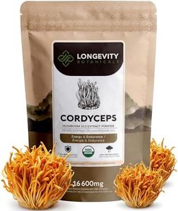 Longevity Botanicals Organic Cordyceps Mushroom Powder - Ultra Concentrated Cordyceps Mushroom Extract Supplement - Promotes Energy, Endurance and Stamina - 100% Fruiting Body - 100 Grams