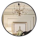 Growsun 28 inch Black Round Mirror for Bathroom Vanity, Circlr Wall Mirror for Home Decor Living Room Bedroom Entryway