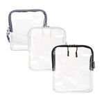 BORSALI TSA Quart Size Bag Approved for Carry On Travel - One (1) Quart Clear Toiletires, Cosmetic and 3-1-1 Liquids Toiletry Bag, Black - White - Gray, Gray, White, Black