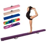 COSTWAY Folding Gymnastics Balance Beam, 7FT/8FT/9FT Kids Training Beam with Carry Handles, Anti-Slip Base, Floor Gymnastics Beams for Home Gym Exercise (Purple, 270cm)