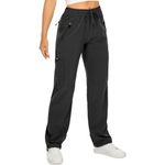 Q - RIOUS Women's Parachute Pants Quick Dry Lightweight Safari Pants Zipper Pockets (Black_36)