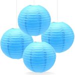 GOSHUN 4 Pack Paper Lanterns Round Hanging Paper Lanterns 12"/30cm Paper Lanterns for Birthday, Wedding, Christmas, Bridal, Home Decor, Party Decoration（CZDL/Sky Blue）