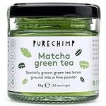 Matcha Green Tea Powder (Super Tea) 50g by PureChimp | Ceremonial Grade From Japan | Pesticide-Free | Recyclable Glass Jar & Aluminium Lid