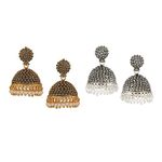 Efulgenz Indian Bollywood Bridal Designer Jewelry Oxidized Traditional Jhumka Jhumki Earrings for Women