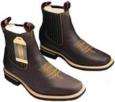 Dona Michi Men Genuine Leather Square Toe Short Ankle Boots Handcrafted Moca 10.5