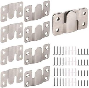 4 Pairs Interlocking Flush Mount Bracket Picture Hanging Hooks Stainless Steel Heavy Duty Photo Frame Hook Large Picture Hanger Hanging Buckle Furniture Connector Headboard Wall Mounting Hardware