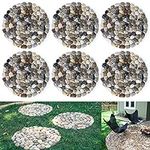 SUNFACE River Rocks Stepping Stones Pavers Outdoor for Garden Walkway, Pebbles Polished Gravel for Yard Lawn Patio Pathway Landscaping, Set of 6 (Roundness)