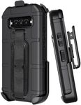 Case + Hand Strap + Holster Combo for Kyocera DuraForce Pro 3 Phone, Nakedcellphone Special Ops Tactical Armor Rugged Shield Protective Cover and [Rotating Ratchet] Belt Clip Holder - Black