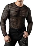 JOGAL Men's Mesh Fishnet Fitted Mus