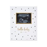 Pearhead Hello Baby Memory Babybook with Sonogram Photo Opening and Gold Detail, White/Black