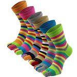 AIEOE 6 Pairs Womens Five Fingers Toe Socks Cotton Breathable Sports Running Socks Casual Fashion Crew Socks