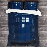 Knncch Travel in Time Tardis Doctor Who 3 Pieces Bedding Set Duvet Cover Decorative 3 Piece Bedding Set with 2 Pillow Shams