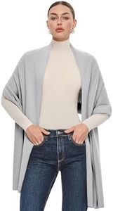 PULI Women's Grey Pashmina Shawl Wraps for Evening Dress Large Scarf Blanket Long Wedding Bridals Winter Warm Shoulder Wrap