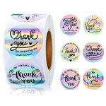 500Pcs Thank You Stickers，2.5cm/1 inch Thank You for Supporting My Small Business Stickers,Roll Stickers Adhesive Holographic Stickers Rainbow Stickers for Business Online Retailers Boutiques Shops