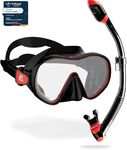 CRESSI F-Dual + Supernova Dry Combo - Unisex Diving Mask F-Dual rimless and Dry Snorkel for Snorkelling and Scuba Diving, Black / Red