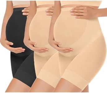 KIM S Maternity Clothes Fall Maternity Dress Maternity Shapewear Underwear for Dresses Maternity Dress for Photoshoot Pregnancy Must Haves Belly Support Maternity Biker Shorts (Nude+Nude+Black S)