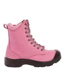 8" Steel toe work boot for Women | with zipper - S558 Pink 8