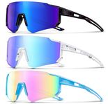 DioKiw 3PACK Kids Sunglasses Polarized Youth Baseball Sunglasses Boys Girls Softball Cycling UV400 Protection Goggles, 3pcs-whiteblue+blue+pink-a, One size fits all