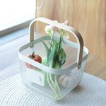 Kuber Industries Metal Wire Basket With Handle|Storage Basket Fot Fruits, Books|Mesh Open Storage Bin|Storage Organizer|Pack Of 5|White