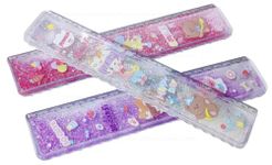 FunBlast Scale Ruler for Kids – Doll Theme Scale for Girls, Glitter Scale Ruler Set for Students, Stationary Gifts for Kids, Return Gifts, Glitter Scale for School Stationery - 3 Pcs