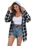 Jhsnjnr Womens Oversized Flannel Checked Shirts Casual Long Sleeve Button Down Blouse Tops Black