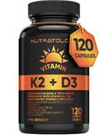 Vitamin K2 + D3 Highest Potency 120MCG/1000 IU - 120 Capsules - Helps Maintain Bone & Teeth Health - Formulated With MK-7 For Best Results - Immune System Support - Made In Canada