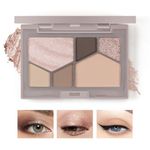Boobeen 6 Colors Nude Eyeshadow Palette, Matte Shimmer Eyeshadow Makeup Palette for Neutral Smokey Bronze Eye Makeup