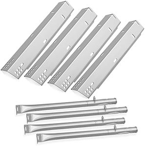 Boloda 4 Pack Heat Plate Shield and Grill Burner Replacement Parts for Dyna Glo DGH485CRP 4 Burner, DGH474CRP 5 Burner Gas Grill，4 Pack Stainless Steel Grill Burner Replacement Parts