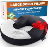 5 STARS UNITED Donut Pillow Hemorrhoid Tailbone Seat Cushion – Large Black Lifting Cushion Pain Relief for Coccyx, Prostate, Sciatica, Pelvic Floor, Pressure Sores, Pregnancy