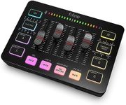 FIFINE Gaming Audio Mixer, Streaming RGB PC Mixer with XLR Microphone Interface, Individual Control, Volume Fader, Mute Button, 48V Phantom Power, for Podcast/Recording/Vocal/Game Voice-AmpliGame SC3