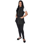 Betty Dain The Chelsea Vest, Poly/Nylon blend, Contoured Design with Contrast Trim and Drawstring Waist, Front Angled Pockets, Water and Hair Resistant, S, Black, S