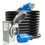 30 Amp Generator Cord and Power Inlet Box, 30FT Generator Cords 30 Amp,125V/250V Generator Power Cord NEMA L14-30P to L14-30R,Twist Lock Connector