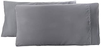 Amazon Basics 2 Piece Pillowcase, Dark Grey, 80 cm L x 50 cm W