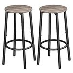 HOOBRO Bar Stools Set of 2, Breakfast Bar Stools for Kitchen, Round Bar Chairs with Footrest, Pub Stools, Sturdy Metal Frame, for Dining Room, Kitchen, Party, Industrial, Greige EBG03BY01