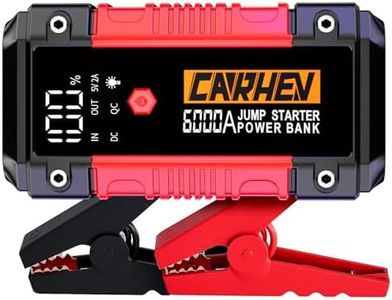 CARHEV Avviatore Batteria Auto, 6000A Avviatore di Emergenza per Auto(Fino a 8.0L Benzina/8.0L Diesel), 12V Booster Avviamento Auto, Starter Batteria Auto Portatile con Torcia a LED, Uscita USB Rapida
