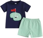 Dewadbow Baby Boy Girl Summer Clothes I Just Shanked My Pants Golf Print T Shirt Golf Themed Shorts Set 2Pcs Sports Outfit, Blue, 18-24 Months