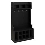 Bush Furniture Woodland Hall Tree and Shoe Storage Bench with Shelves, 40W, Black Suede Oak