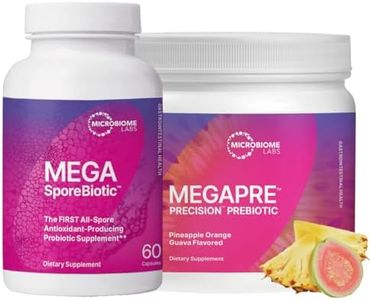 Microbiome Labs MegaSporeBiotic (60 Capsules) + MegaPre (5.5 oz Powder) Probiotic Prebiotic Bundle - Spore-Based Probiotic with Prebiotic Fiber Powder