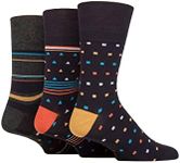 SOCK SHOP GENTLE GRIP 3Pk Bamboo Crew Socks-Prints-Mens 6-11 - 3 pair - Mustard Metropolis