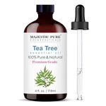 MAJESTIC PURE Tea Tree Essential Oil | 100% Pure and Natural Tea Tree Oil | Premium Grade Essential Oils for Hair Care, Home Diffusers, Skin, Aromatherapy, Massage and Humidifiers | 118 ml