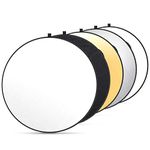 Powerextra 43"/110cm 5-in-1 Handle Collapsible Light Reflector Light Diffuser with Grips and Protecting Bag for Studio or Outdoor Photography Lighting Modifying