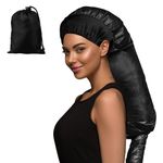 Bonnet Hood Hair Dryer, MSDADA Adjustable Hair Steamer, Portable Hair Dryer, Drying Cap, Net Plopping Cap for Women Long Curly Hair(Black)