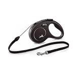 flexi New Classic Retractable Lead Cord, Black, Small, 5m (16ft)