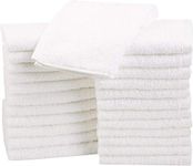 Amazon Basics Cotton Washcloths Towels - Pack of 24, White