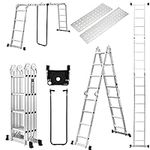 HBTower Folding Ladder, 15.5FT Alum