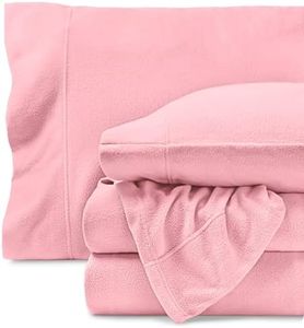 Bare Home Super Soft Fleece Sheet Set - Twin Size - Extra Plush Polar Fleece, No-Pilling Bed Sheets - All Season Cozy Warmth (Twin, Light Pink)