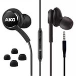 in-Ear Headphones Stereo Headphones for Samsung Galaxy S10, S10E, S10+, S8, S8+, S9, S9+, Note 9- Designed by AKG - 3.5 mm Jack with Microphone and Volume Buttons (Black)