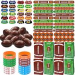 Football Party Favors 150Pcs Football Party Supplies Including Mini Footballs Slap Bracelets Silicone Wristbands Football Theme Stickers Football Theme Gift Bags Football Erasers