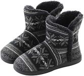 RONGXG Unisex Knit Plush Slipper Boots Indoor Outdoor Thermal Ankle Bootie for Mens Women Foot Warmer Shoes Cotton Fleece Lining Winter Slipper Anti-Slip Sole Booties, Black-elf Style, 8-9